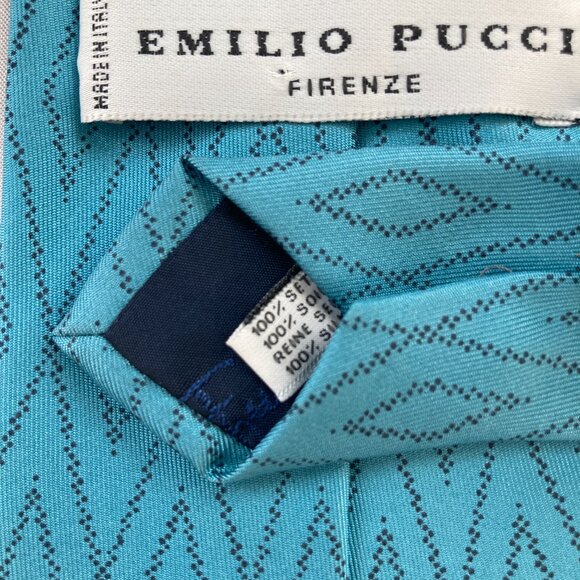 Emilio Pucci Firenze Hand Made Luxury Silk Necktie Tie - LIKE NEW - Picture 3 of 5